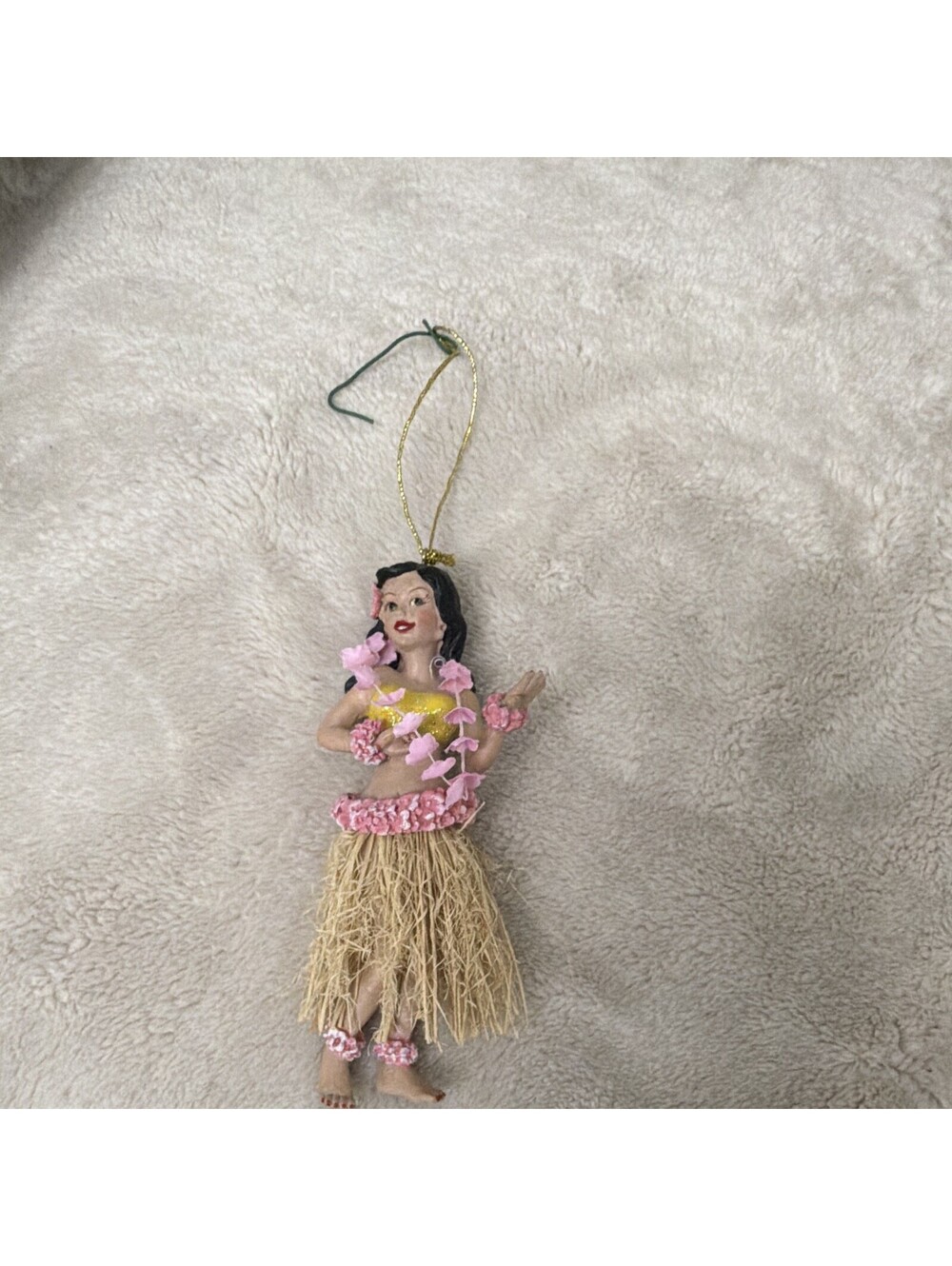 Hawaii Hula Girl Hanging Ornament Pink Yellow Beige Black Girl Shape